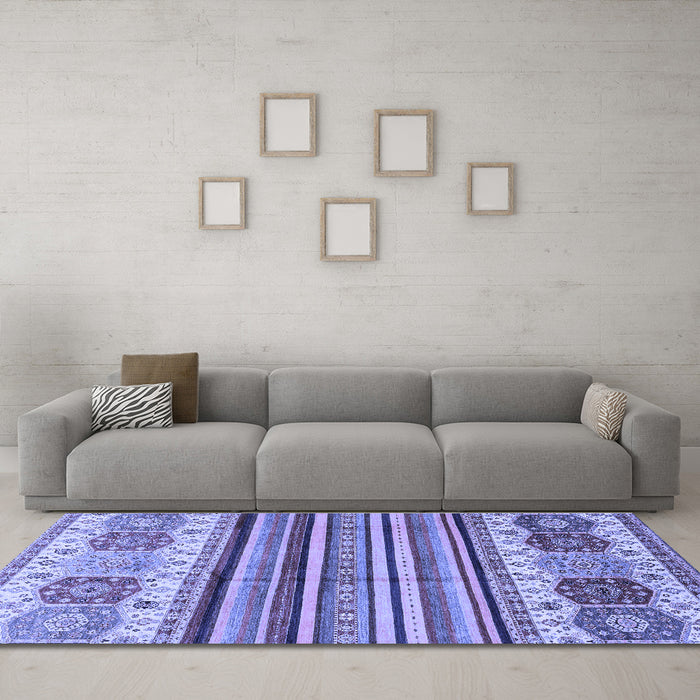 Machine Washable Abstract Blue Modern Rug in a Living Room, wshabs4090blu