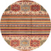 Round Abstract Chestnut Red Modern Rug, abs4090