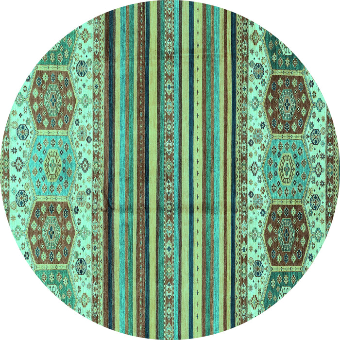 Round Abstract Turquoise Modern Rug, abs4090turq