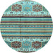 Round Abstract Light Blue Modern Rug, abs4090lblu