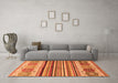 Machine Washable Abstract Orange Modern Area Rugs in a Living Room, wshabs4090org