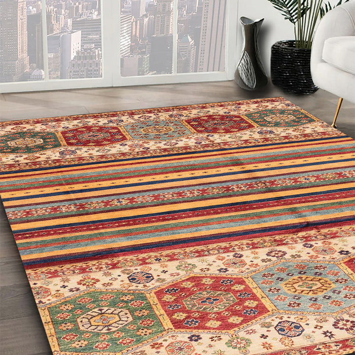 Machine Washable Abstract Chestnut Red Rug in a Family Room, wshabs4090