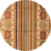 Round Machine Washable Abstract Brown Modern Rug, wshabs4090brn