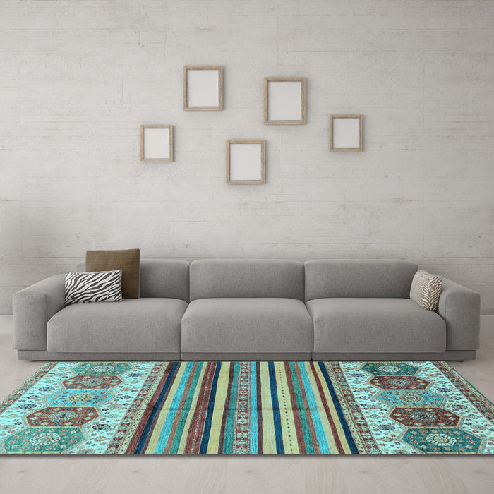 Machine Washable Abstract Light Blue Modern Rug in a Living Room, wshabs4090lblu