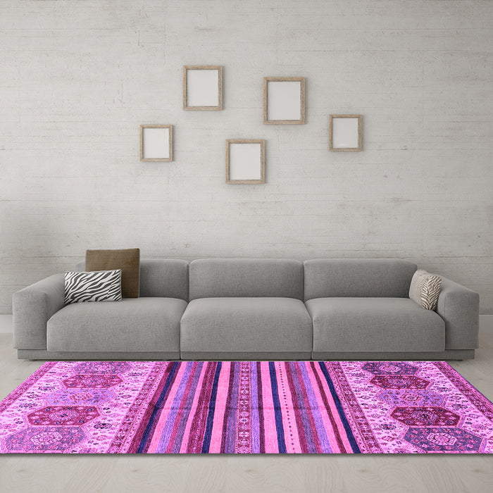 Machine Washable Abstract Purple Modern Area Rugs in a Living Room, wshabs4090pur
