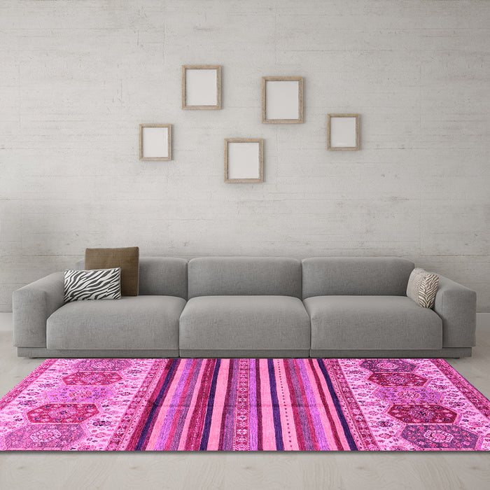 Machine Washable Abstract Pink Modern Rug in a Living Room, wshabs4090pnk