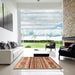 Square Abstract Chestnut Red Modern Rug in a Living Room, abs4090