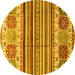 Round Machine Washable Abstract Yellow Modern Rug, wshabs4090yw