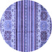 Round Abstract Blue Modern Rug, abs4090blu