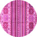 Round Abstract Pink Modern Rug, abs4090pnk