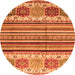 Round Abstract Orange Modern Rug, abs4090org