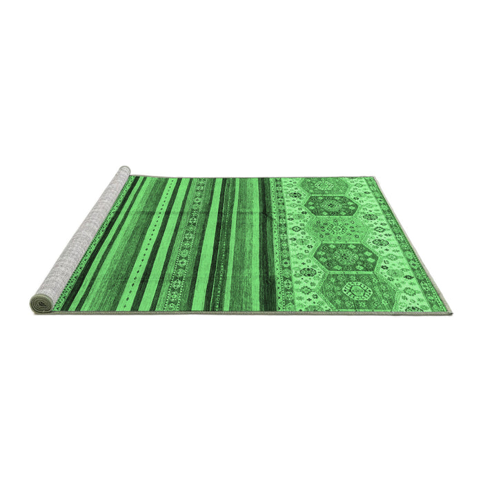 Sideview of Machine Washable Abstract Emerald Green Modern Area Rugs, wshabs4090emgrn