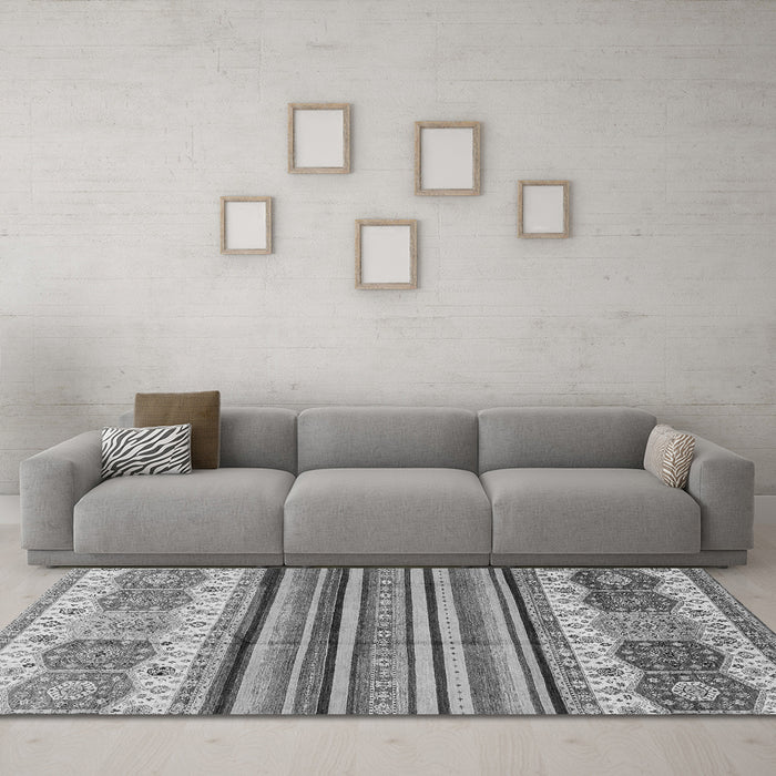 Machine Washable Abstract Gray Modern Rug in a Living Room,, wshabs4090gry