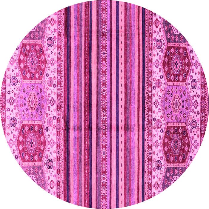 Round Machine Washable Abstract Pink Modern Rug, wshabs4090pnk
