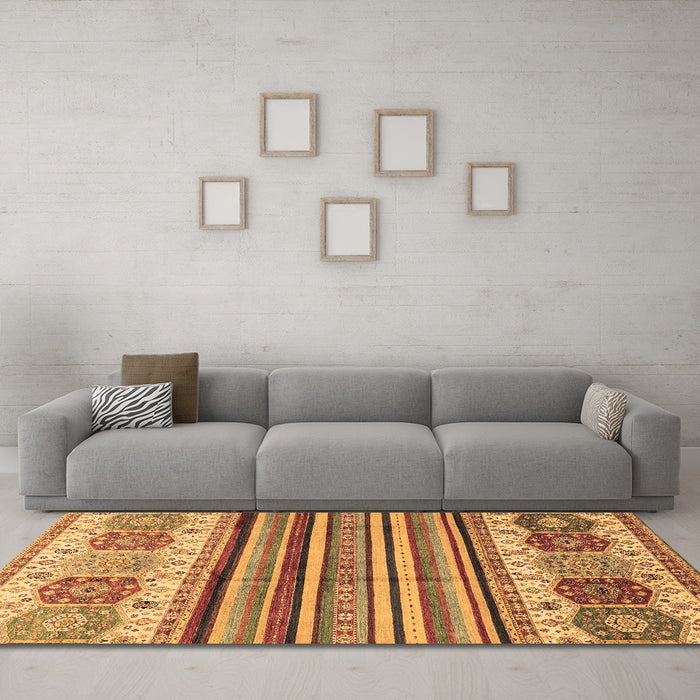 Machine Washable Abstract Brown Modern Rug in a Living Room,, wshabs4090brn