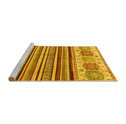 Sideview of Machine Washable Abstract Yellow Modern Rug, wshabs4090yw
