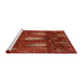 Sideview of Machine Washable Abstract Red Rug, wshabs4091