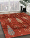 Machine Washable Abstract Red Rug in a Family Room, wshabs4091