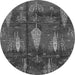 Round Abstract Gray Modern Rug, abs4091gry