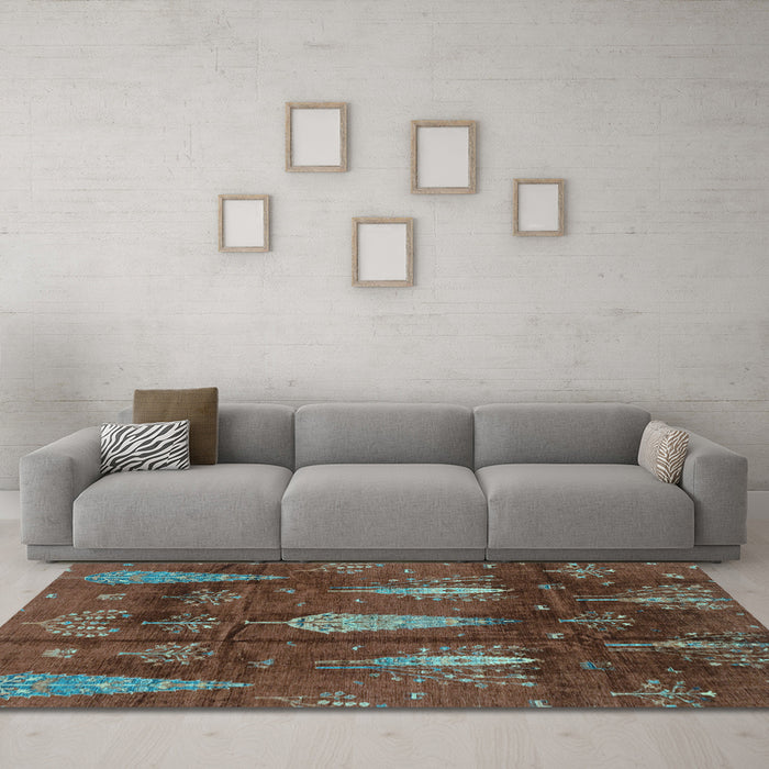 Machine Washable Abstract Light Blue Modern Rug in a Living Room, wshabs4091lblu