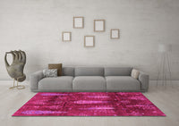 Machine Washable Abstract Pink Modern Rug, wshabs4091pnk