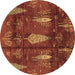 Round Abstract Brown Modern Rug, abs4091brn