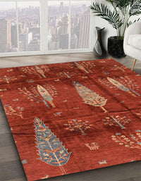 Abstract Red Modern Rug, abs4091