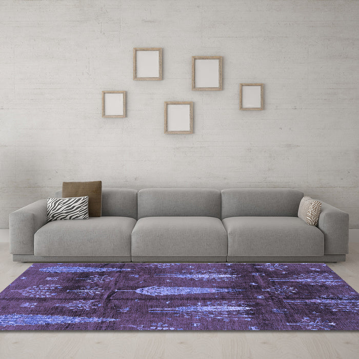 Machine Washable Abstract Blue Modern Rug in a Living Room, wshabs4091blu