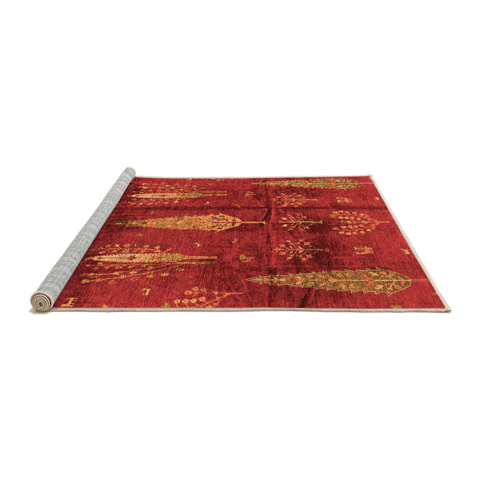 Sideview of Machine Washable Abstract Orange Modern Area Rugs, wshabs4091org