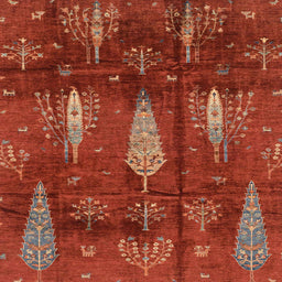 Square Machine Washable Abstract Red Rug, wshabs4091