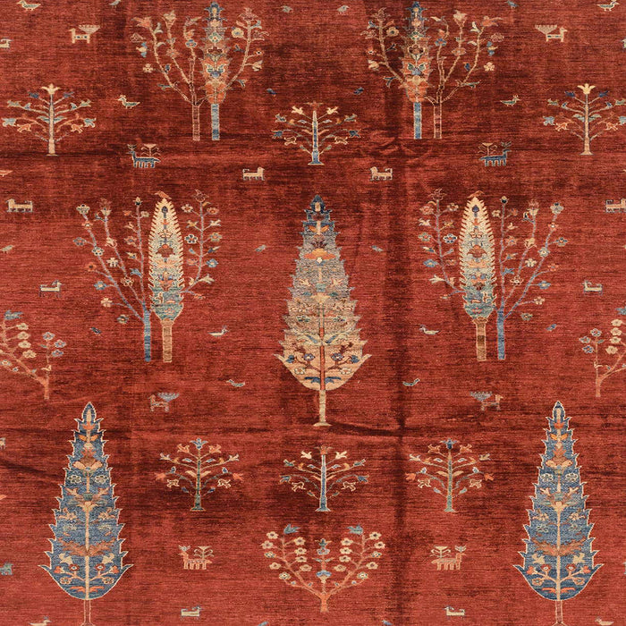 Square Machine Washable Abstract Red Rug, wshabs4091