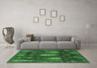 Machine Washable Abstract Emerald Green Modern Area Rugs in a Living Room,, wshabs4091emgrn