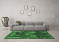 Machine Washable Abstract Emerald Green Modern Rug, wshabs4091emgrn