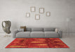 Machine Washable Abstract Orange Modern Area Rugs in a Living Room, wshabs4091org