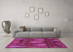 Machine Washable Abstract Purple Modern Area Rugs in a Living Room, wshabs4091pur