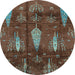 Round Abstract Light Blue Modern Rug, abs4091lblu