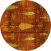 Round Abstract Yellow Modern Rug, abs4091yw