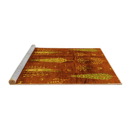Sideview of Machine Washable Abstract Yellow Modern Rug, wshabs4091yw