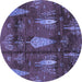 Round Machine Washable Abstract Blue Modern Rug, wshabs4091blu