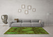 Machine Washable Abstract Green Modern Area Rugs in a Living Room,, wshabs4091grn