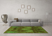 Machine Washable Abstract Green Modern Rug, wshabs4091grn