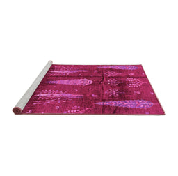 Sideview of Machine Washable Abstract Pink Modern Rug, wshabs4091pnk
