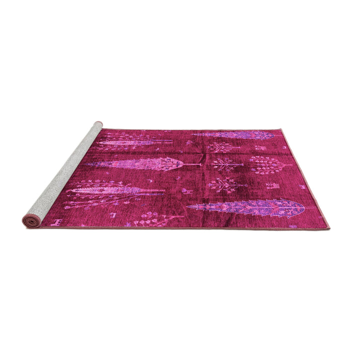 Sideview of Machine Washable Abstract Pink Modern Rug, wshabs4091pnk