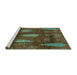 Sideview of Machine Washable Abstract Turquoise Modern Area Rugs, wshabs4091turq