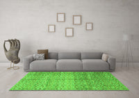 Machine Washable Abstract Green Modern Rug, wshabs4092grn