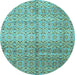 Round Abstract Light Blue Modern Rug, abs4092lblu