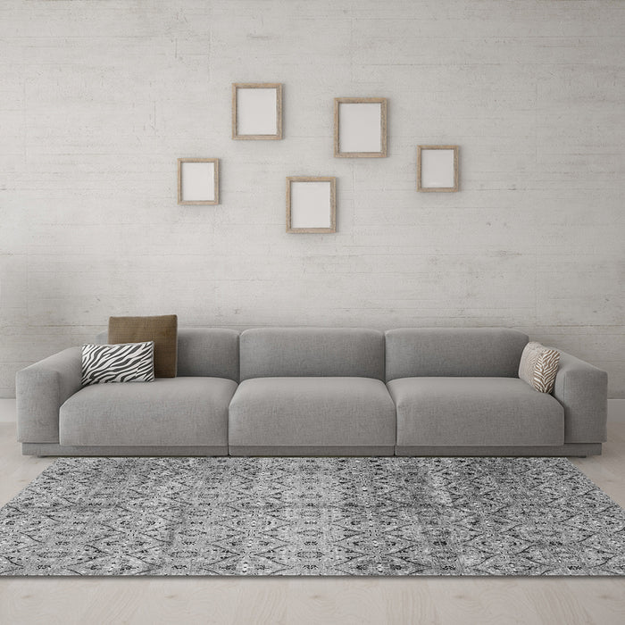 Machine Washable Abstract Gray Modern Rug in a Living Room,, wshabs4092gry