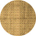 Round Machine Washable Abstract Brown Modern Rug, wshabs4092brn