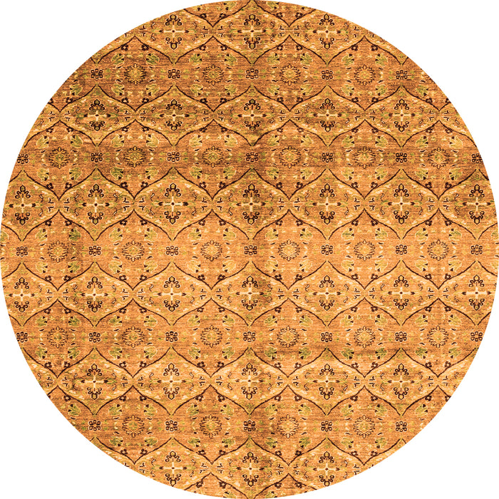 Round Abstract Orange Modern Rug, abs4092org