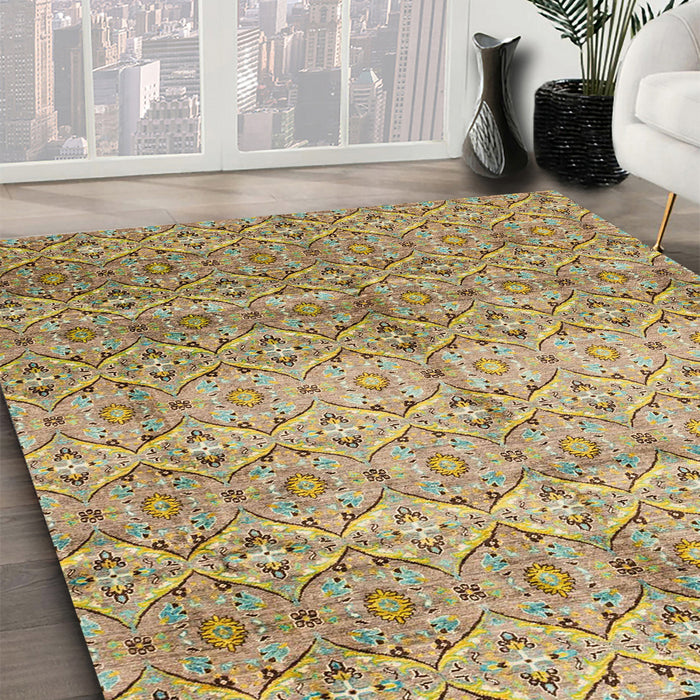 Abstract Light Brown Modern Rug in Family Room, abs4092